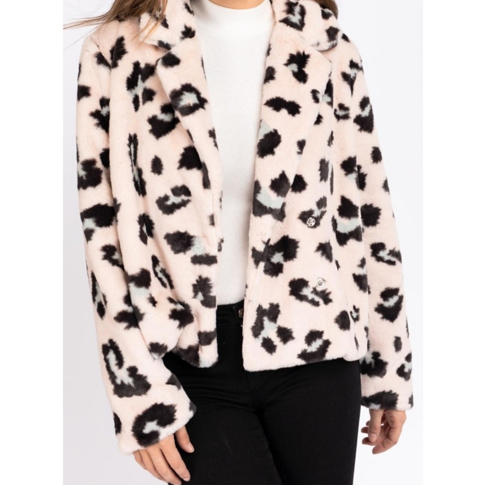 BLUSH LEOPARD FUR COAT